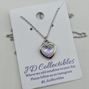 Swarovski Crystal Elements Silver Heart Necklace 18 inch